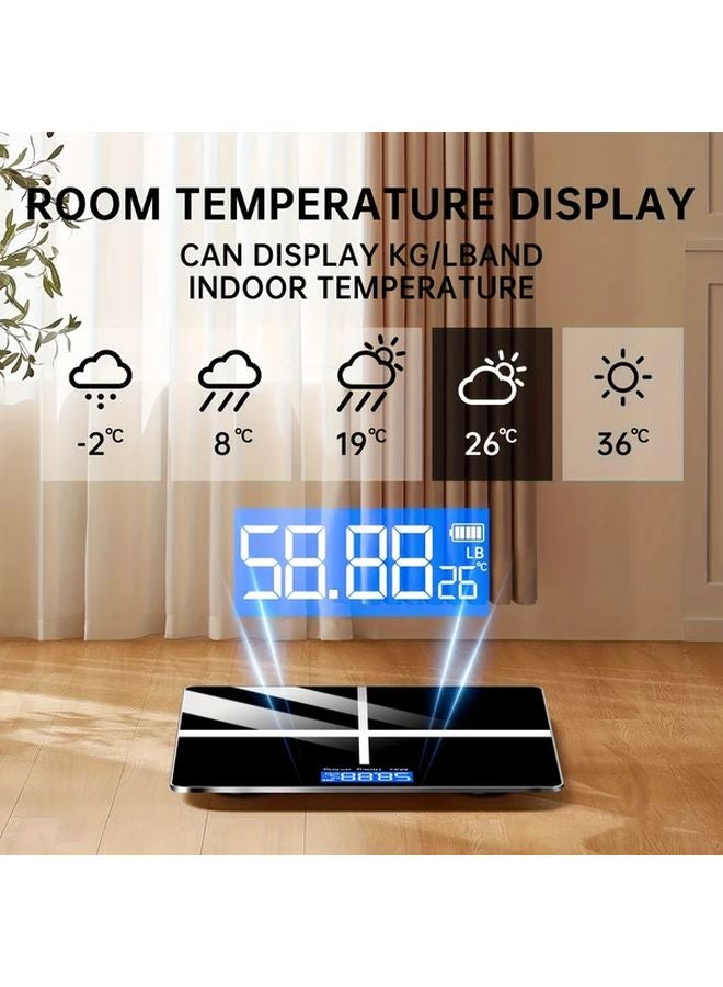 ميزان حمام رقمي أسود عالي الدقة 180 كجم بشاشة LCD كبيرة وعمر طويل من البلاستيك - Image 4
